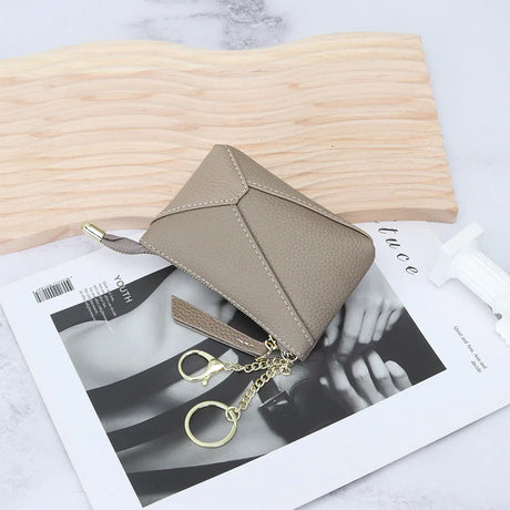 Custom Initials Fashion Coin Purse Genuine Leather Puzzle Luxury Brand Wallet Engrave Name Portable Business Woman Card Holder