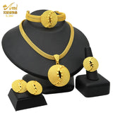 Indian Luxury Necklace Jewelry Sets For Women Dubai Gold Color African Arabic Wedding Bridal Collection Sets Earring Jewellery