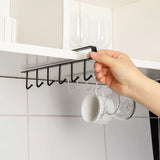 Iron 6 Hooks Storage Shelf Wardrobe Cabinet Metal Under Shelves Mug Cup Hanger Bathroom Kitchen Organizer Hanging Rack Holder