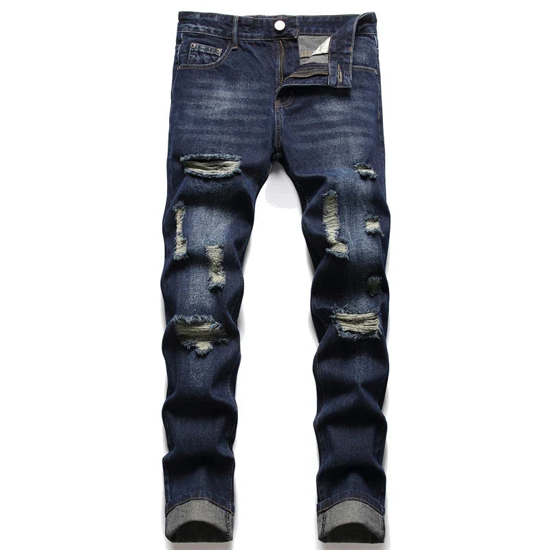 2022 Autumn New Fashion Retro Hole Jeans Men Pants Cotton Denim Trouser Male Plus Size High Quality Jeans Dropshipping