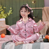 Girls Pink Satin Pajamas Sets Children's 2pcs Nightgowns Loungewear Boys Silk Pyjamas Teenager Nightgowns Sleepwear for 2-14T