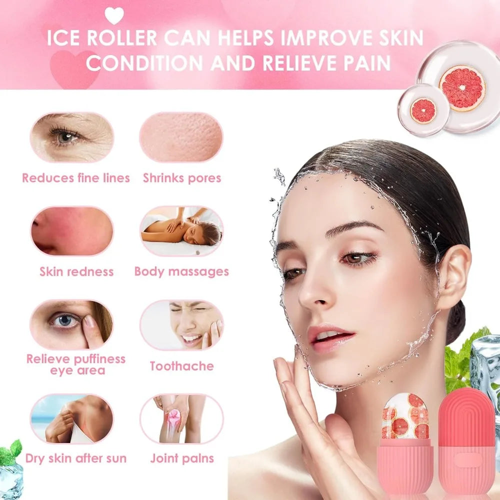 Ice Face Roller Cube Face Contour for Eyes Neck, Beauty Facial Massage Remove Dark Circle Pore Shrink Face Roller Skin Care Tool