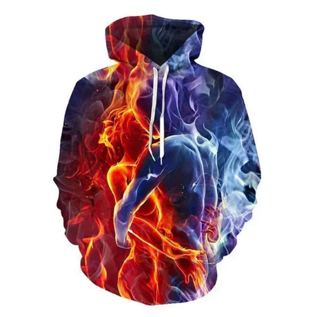 Funny 3D Flame Print Hoodies For Men Fashion Trend Harajuku Streetwear Autumn New in Sweatshirts Oversized Pullover y2k Clothes