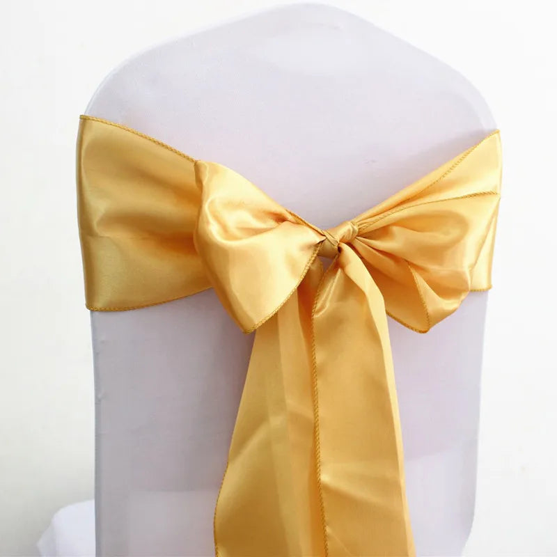 10/50/100pcs Satin Chair Sashes Wedding Chair Bow Knot Ribbon Tie For Party Hotel Event Banquet Birthday Decoration