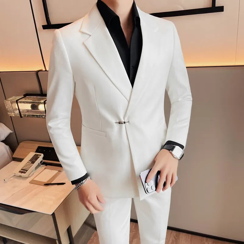 High Quality Fashion All Fashion Casual Solid Color Handsome Smart Casual  Four Seasons  Blazers  Polyester  Single Breasted