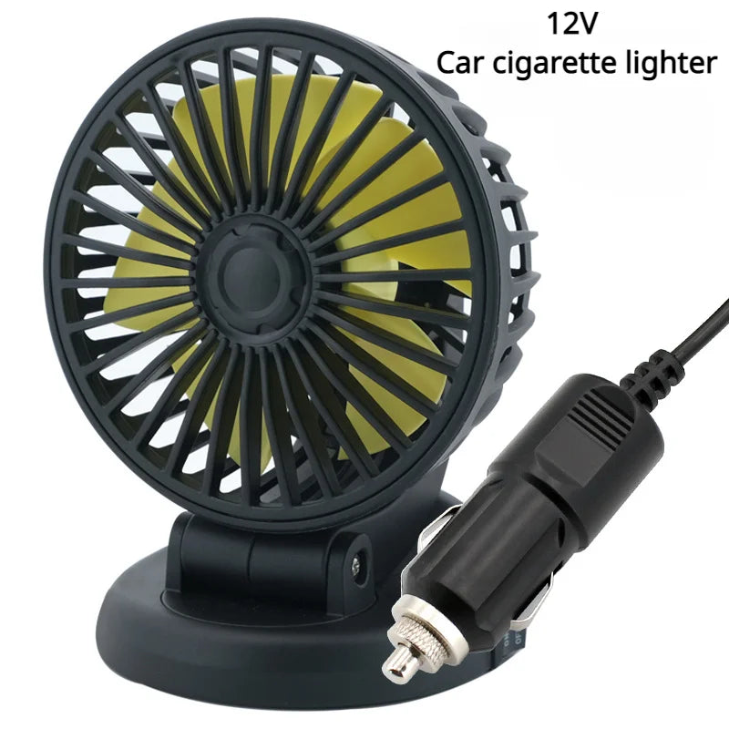 Car Fan 360° Adjustable 3 Head Air Fan Automotive Electric Fan USB/12V/24V Fan 2 Speeds Car Silent Fan For Home Desk Office&Car