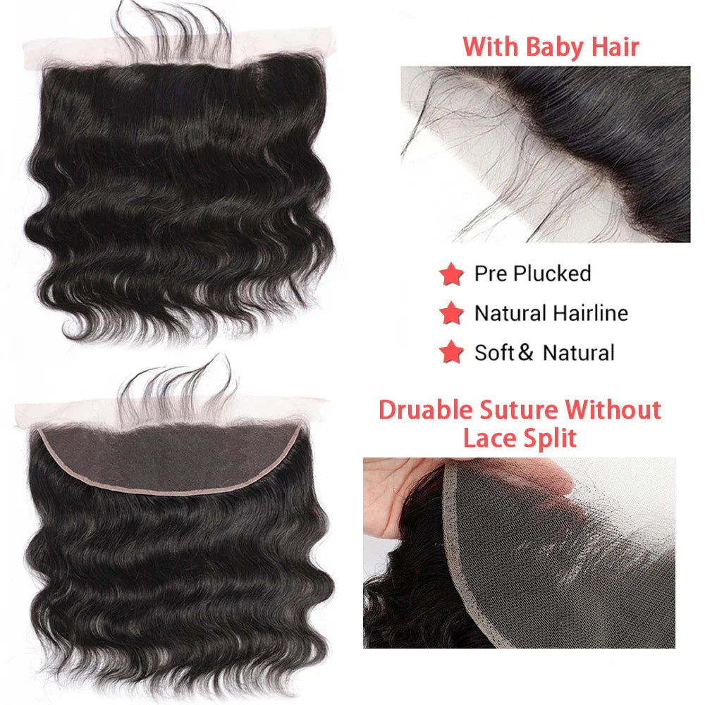 Body Wave Bundles With Closure Brazilian Hair Weave Bundles With Closure Frontal Human Hair Bundles With 4X4 5x5 Lace Closure