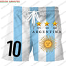 Custom New Argentina Sport Men Short DIY Number Argentine Flag Print Athletic Shorts for Beach Gym Running Street Casual Workout