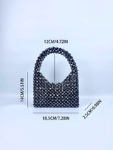 New dark gray corner bead beaded bag for girls French DIY homemade versatile niche design portable bucket woven bag