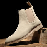 Men's Retro Suede Genuine Leather Chelsea Boots Men Fashion Ankle Boot Mens Casual British Style Short Boots High-Top Shoes