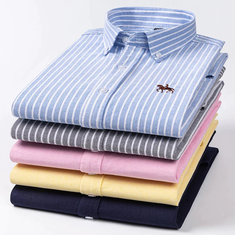 New in shirt oversize 6xl long-sleeve shirts for men 100%cotton Oxford tops slim fit formal plain shirt fashion office clothes