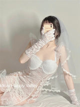 Hot Erotic Lingerie Passion Night Suit Sexy Pajamas Organza Lace Ruffles Nightdress Anime Wedding Bride Cosplay Costumes Lolita