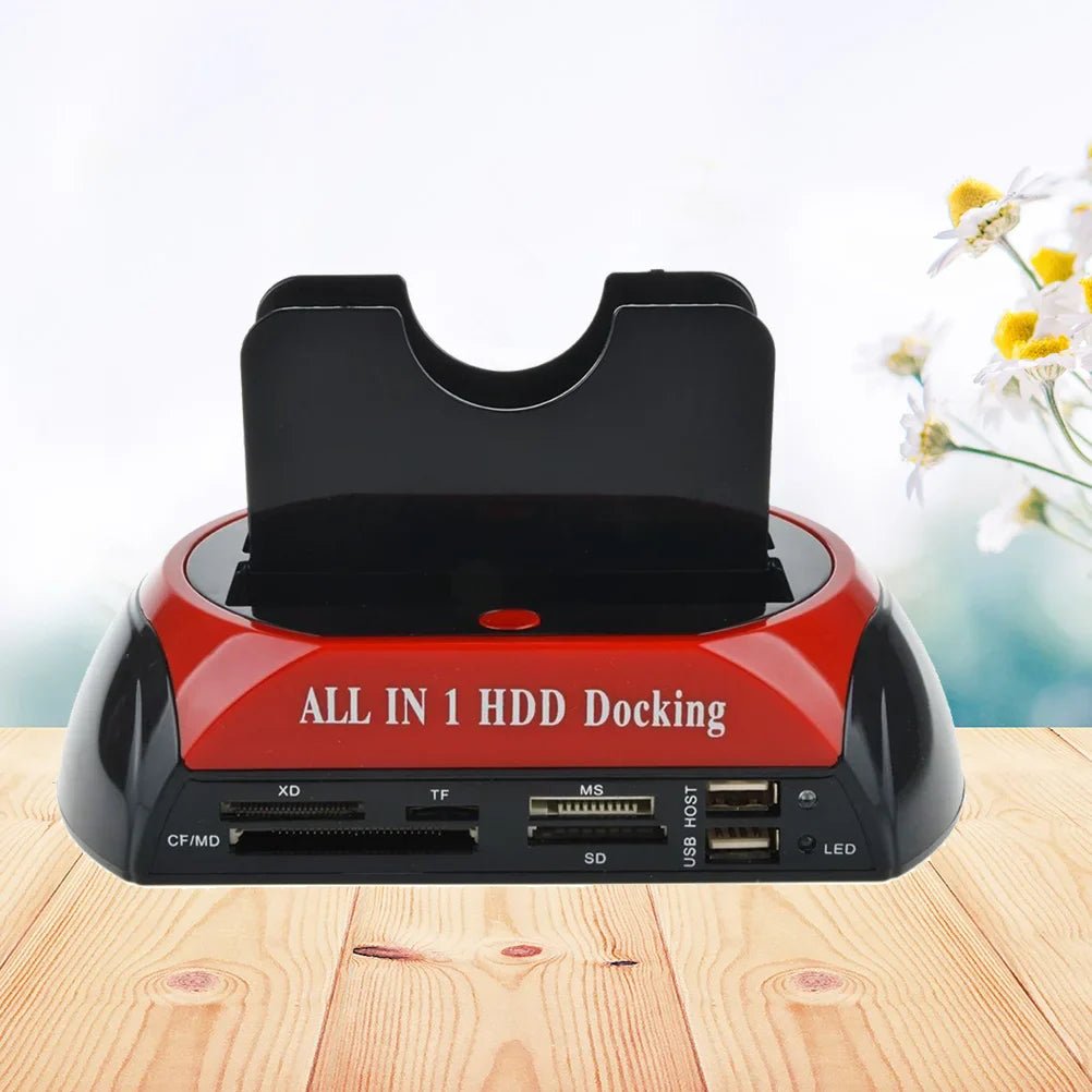 HDD Docking Station IDE Dual USB Clone Hard Drive Multi Function Reader With US Plug