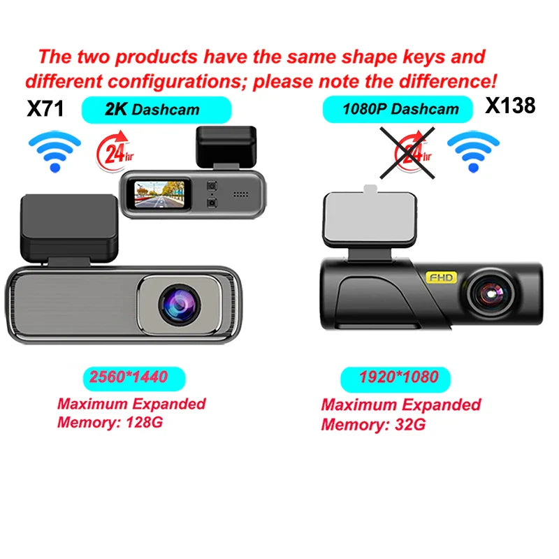 2K Dash Cam for Cars Camera for Vehicle WiFi Car DVR Video Recorder B lack Box 24H Parking Monitor Night Vision Car Assecories