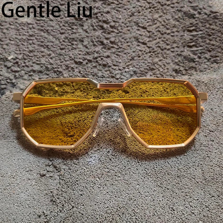 Gothic Steampunk Sunglasses Men 2023 Luxury Brand Vintage One-pieces Punk Sun Glasses For Male Oversized Square Eyewear Shades  