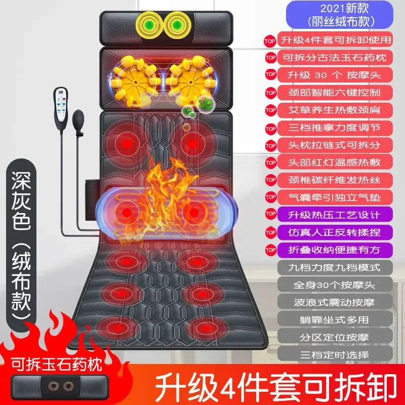 Wireless Remote Control Massage Mattress Back Multi-Functional Kneading Air Bag Moxibustion Pulse Massage Chair Cushion