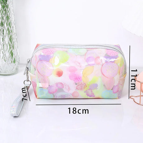 Strawberry Butterfly Fruit Print Clear Makeup Bag Fashion Transparent Travel Fashion Wash Storage Bags Women PVC Cosmetic Bag