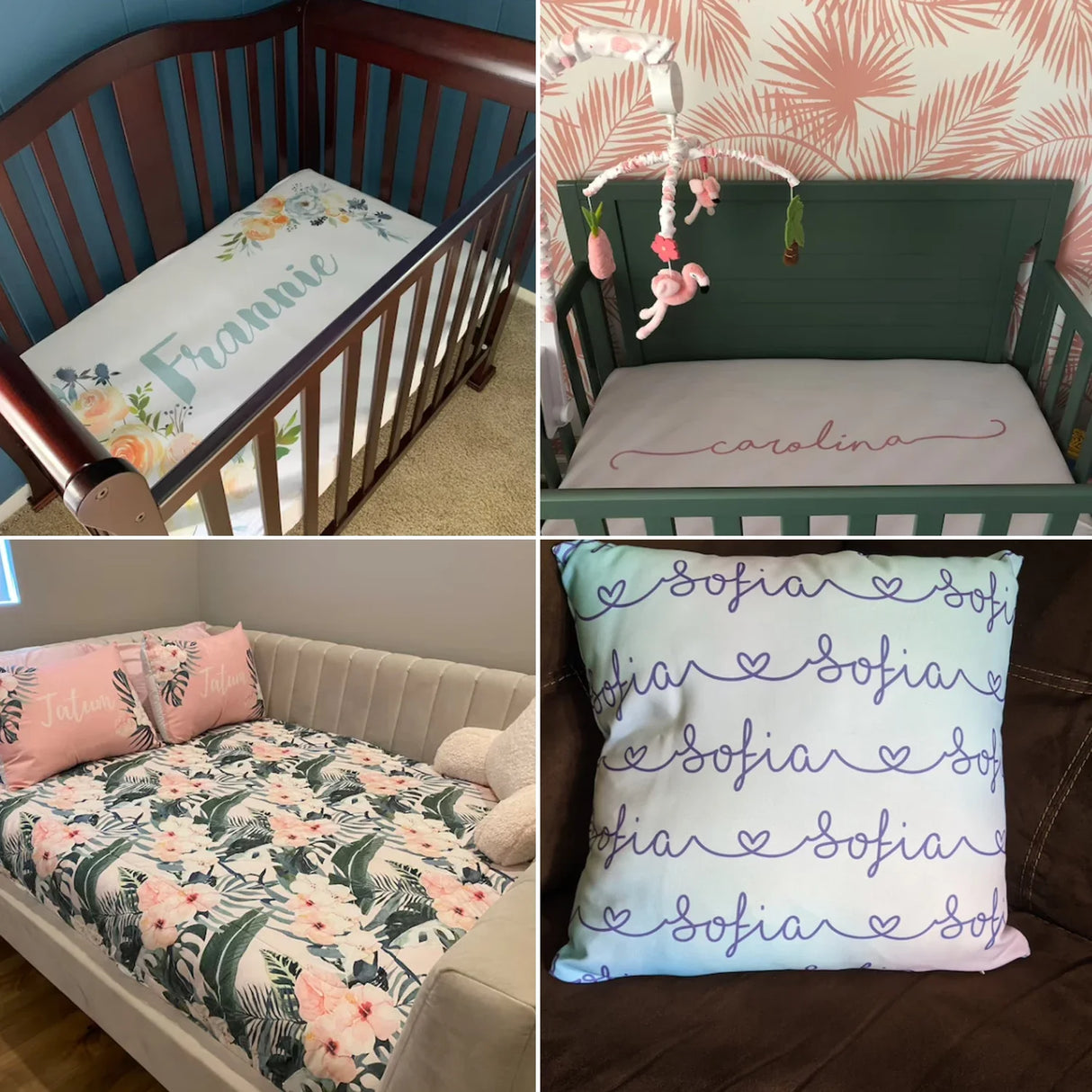 LVYZIHO Baby Crib Bedding Set Nursery, Elephant Lion Crib Sheet Set, Personalized Name Jungle Animals Baby Bedding Set