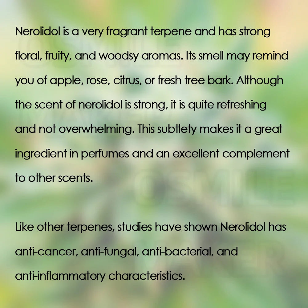 Organic food grade 10-30ml Nerolidol terpenes oil with 98% purity for DIY cosmetics flavor liquid or perfume or Aromatherapy oil