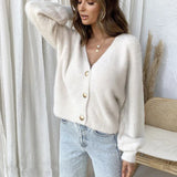 Hirsionsan Elegant Long Sleeve Mohair Sweater Women 2023 New Single-Breasted Female Short Cardigan Soft Flexible Knitted Outwear