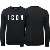 New ICON Men's Cotton Premium Round Neck Printed Letter Sweatshirt Classic Men / Women Round Neck Sweatshirt ICON Men's Hoodie