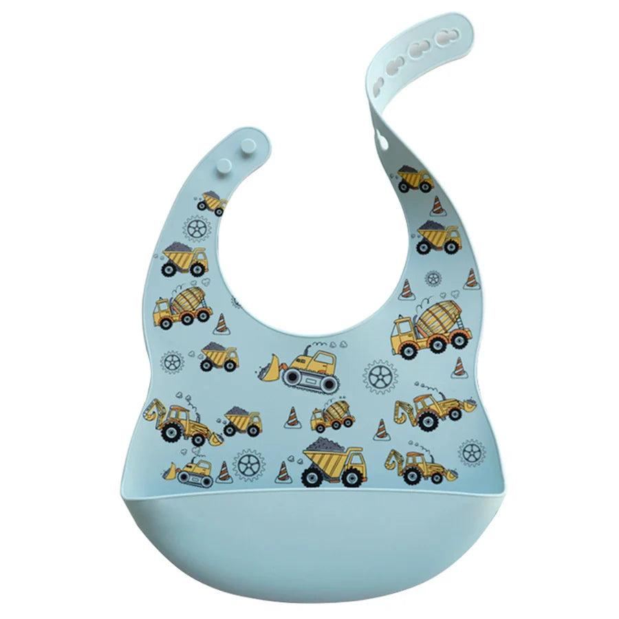 Fashionable Cartoon Printed Waterproof Soft Baby Silicone Bibs Newborn Adjustable Children Burp Cloth Feeding Baby Stuff