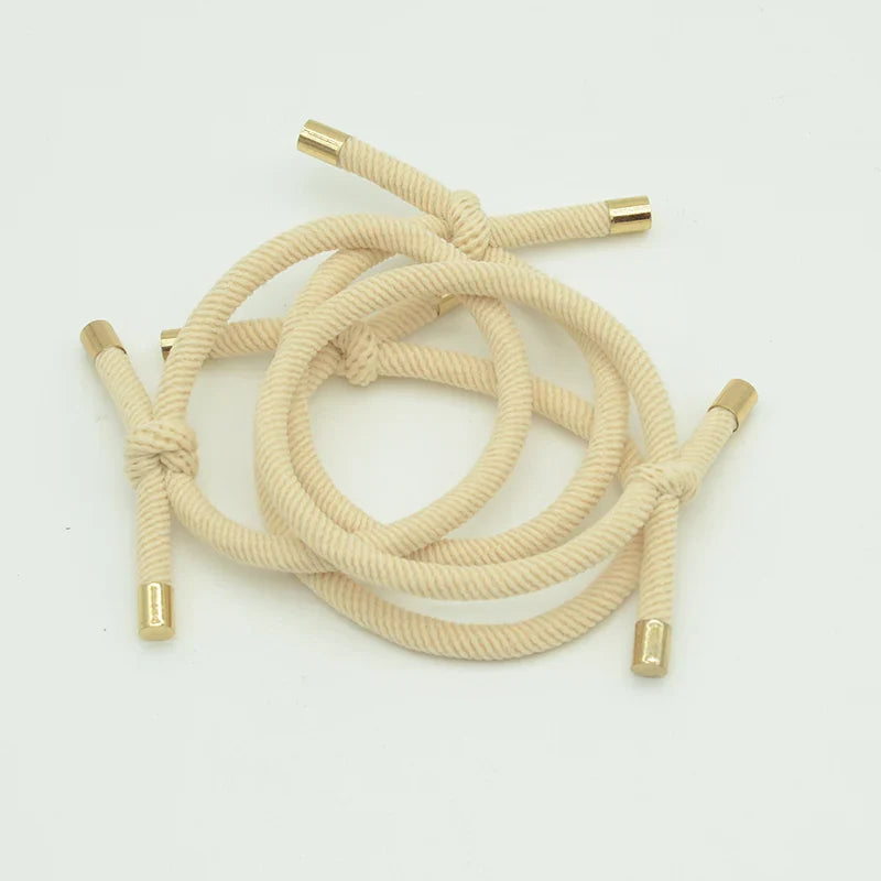 30PCS 5mm Twilled Cords Knotted Elastic Hair Bands Golden Caps Hair Ties for Girls Elasticity Ponytail Holders Hair Scrunchies