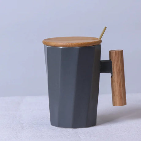 Nordic Wooden Handle Ceramic Porcelain Mug Coffee Cups Literary Water Tea Cup Milk Mug Coffee Cup Drinkware Coffeeware Teaware