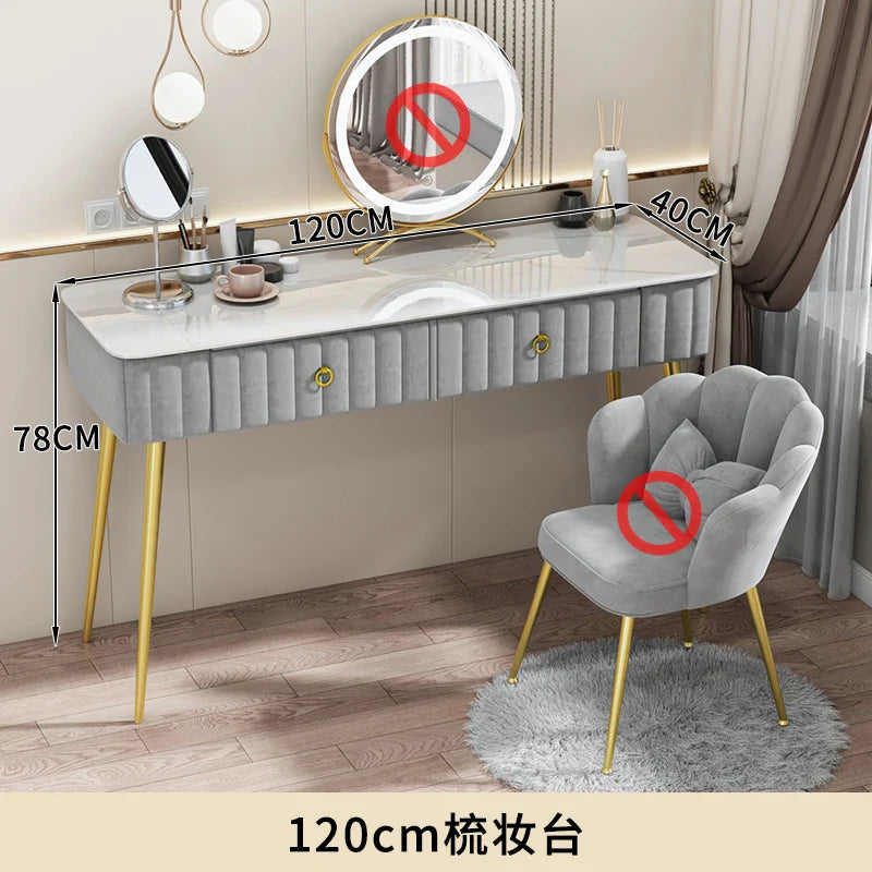 Luxury Nordic Dressing Table Mirror Chair Bedroom LED Modern Dressing Table Drawer Drawer Coiffeuse De Chambre Furniture Makeup