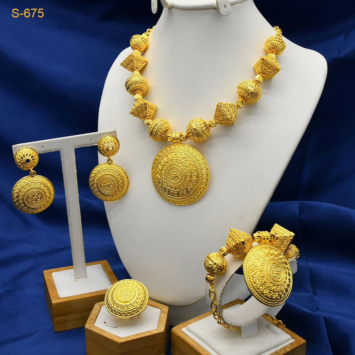 ANIID Africa Luxury Round Ball Jewelry Sets For Lady Bridal Party 24k Gold Color Necklace Set Indian Nigerian Wedding Gifts New