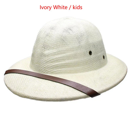 New Fashion Vietnam War Army Hat Boy Girl British Explorer Straw Helmet Summer Boater Bucket Sun Hats Unisex Jungle Miners Cap