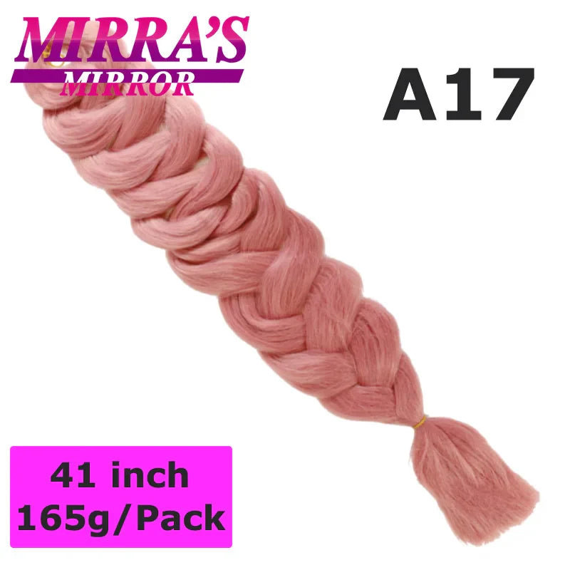 Mirra's Mirror 5 Packs Long Braiding Hair 82 Inch Jumbo Braid Hair Extensions Pure White Yellow Red Blue Synthetic Hair For Bulk