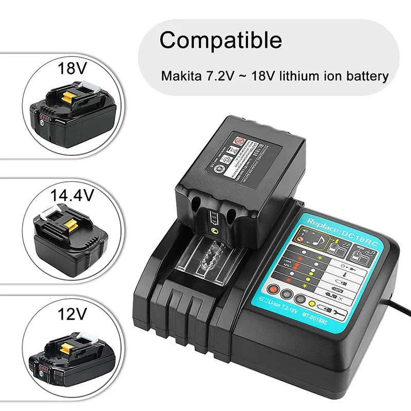 for Makita 18V 6000mAh Rechargeable Power Tools Battery 18V makita with LED Li-ion Replacement LXT BL1860B BL1860 BL1850 Charger