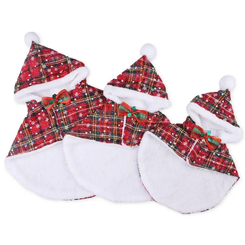 Pet Christmas Cloak Kitten Puppy Clothes Costume Cat Apparels Winter Warm Dog Cloak For Christmas Party Theme Pet Supplies