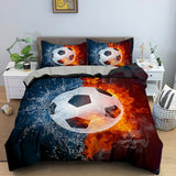 Football Duvet Cover Set 3D Print with Blue Crack Cool Sport Comforter Cover King Size for Kids Boys Girl Polyester Bedding Set