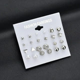 Faux Pearl Stud Earrings Set 15 Pairs Women's Earrings Korean Fashion Simple Tassel Earrings for Girls Women Ear Ring