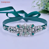 TOPQUEEN Multiple Styles Green Belt With Diamonds Bridal Wedding Accessories Rhinestone Women'S Dresses Evening Girdles S30