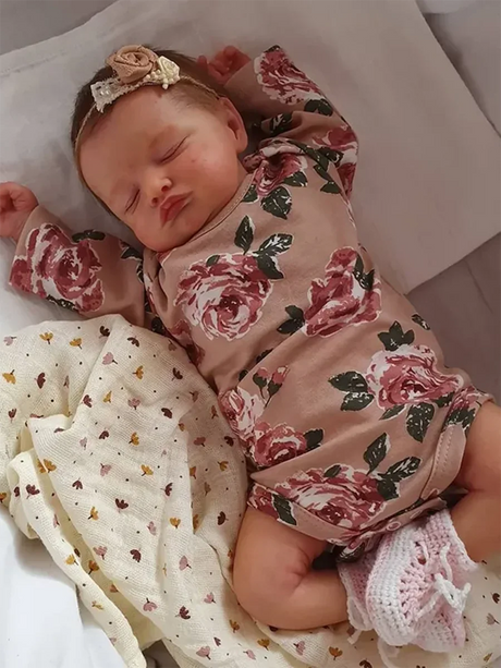 Handmade Reborn Dolls 20inch Cute Reborn Sleeping Baby Doll Girl Rosalie with Hand-Rooted Brown Hair and Gift Already Doll