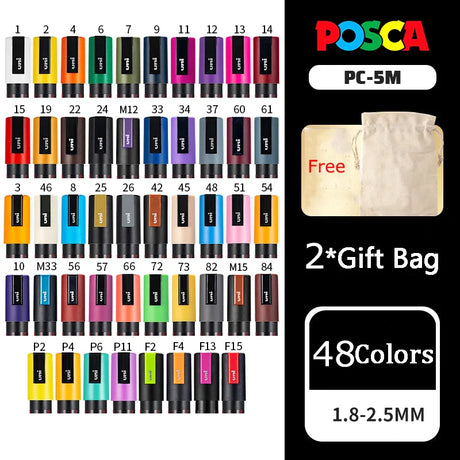 Uni 1PCS Plumones Colores Posca PC-5M Marcadores School Acrylic Paint Markers 예술용품 Rotuladores Rock Painting Marking Art Pens