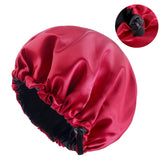 New Adjustable Double Layer Satin Bonnet Nightcap Round Haircare Shower Caps Women Elastic Band Cap Hair Styling Accessories