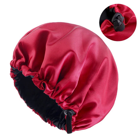 New Adjustable Double Layer Satin Bonnet Nightcap Round Haircare Shower Caps Women Elastic Band Cap Hair Styling Accessories