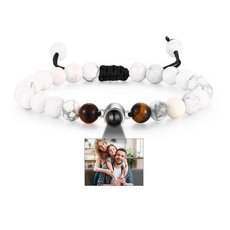 Custom Natural Stone Bracelet Personalized Photo Projection Bracelet Custom Stainless Steel Projection Bracelets Memory Jewelry