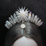 Raw crystal crown The sun goddess crystal Tiaras jewelry hair accessories sun headband photography props dress party gifts