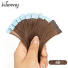 Isheeny Mini Tape Hair Extensions 12"-24" Machine Remy Skin Weft Adhesive Tape In Human Hair Natural Black Brown Blonde Tape On