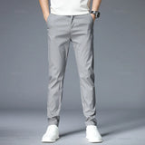 Spring Summer Casual Pants Men Thin Stretch Slim Fit Elastic Waist Business Classic Korean Trousers Male Khaki Gray 38