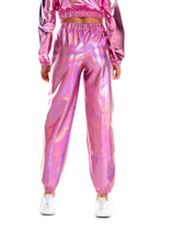 Women Nightclub Pole Dance Trousers Hip Hop Slacks Dj Costume Street Dance Stage Wear Party Holographic Pants Cheerleading Loose