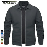 TACVASEN Lightweight Work Jackets Mens Classic Tunic Style Zipper Pockets Bomber Jackets Full Zip Spring Fall Jacket Outwear