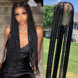 Synthetic Full Lace Front Wigs Large Box Braided Wigs Long 36'' Cornrows Wig For Black Women Senegalese Wig French Jumbo Braids