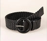 Bohemian Style Hand-woven Black and White Round Buckle Women Belts Designer Woven Elastic PP Straw Grass Girls Waistband