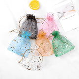 100pcs/lot Moon Star Organza Bags 7x9cm Small Christmas Drawstring Gift Bag Charm Jewelry Boxes Organizer Packaging Bags Pouches